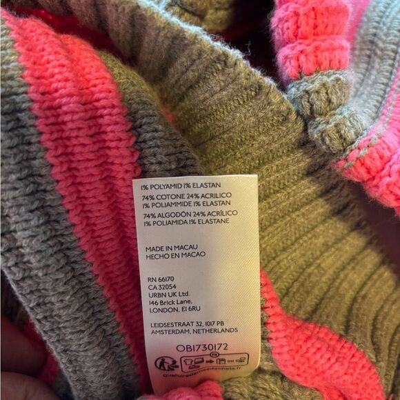 NWT free people links pullover heather grey dream pink gray stripe sweater - Picture 7 of 7
